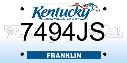 7494JS Kentucky License Plate
