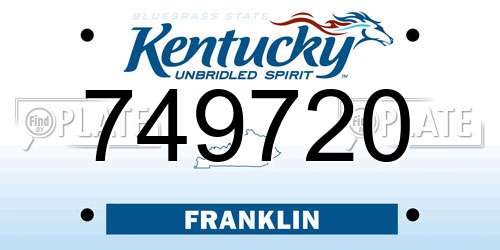 749720 Kentucky License Plate