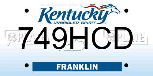 749HCD Kentucky License Plate