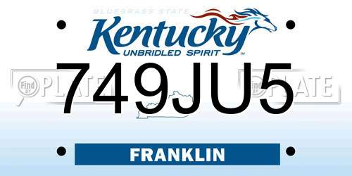 749JU5 Kentucky License Plate