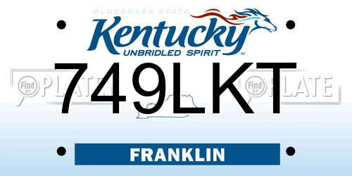 749LKT Kentucky License Plate