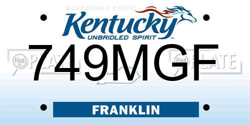 749MGF Kentucky License Plate