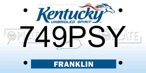 749PSY Kentucky License Plate