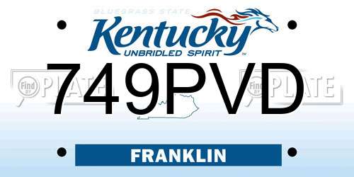 749PVD Kentucky License Plate