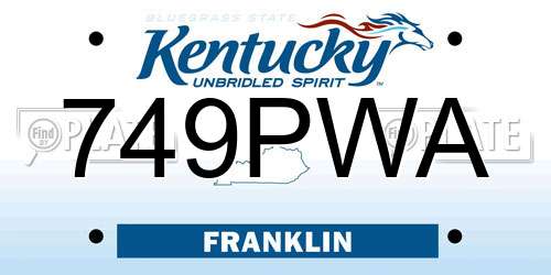 749PWA Kentucky License Plate