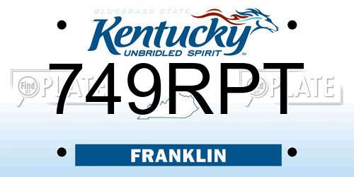 749RPT Kentucky License Plate