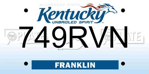 749RVN Kentucky License Plate