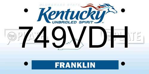 749VDH Kentucky License Plate