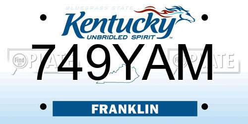 749YAM Kentucky License Plate