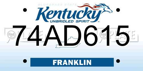 74AD615 Kentucky License Plate
