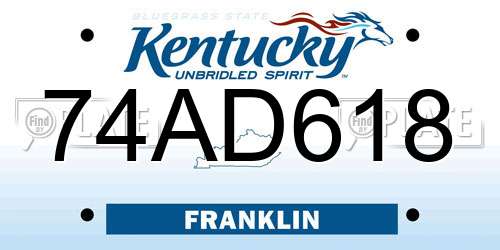 74AD618 Kentucky License Plate