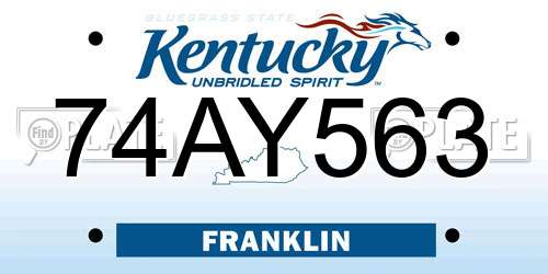 74AY563 Kentucky License Plate