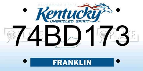 74BD173 Kentucky License Plate