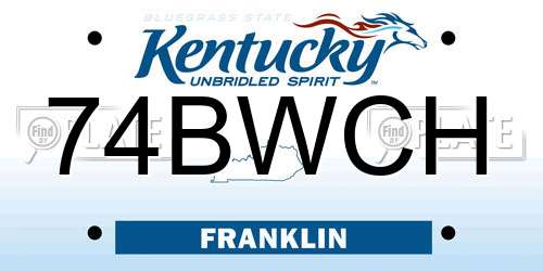 74BWCH Kentucky License Plate