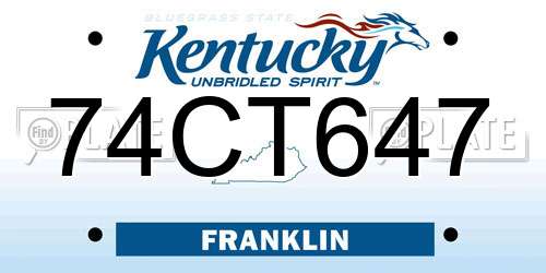 74CT647 Kentucky License Plate