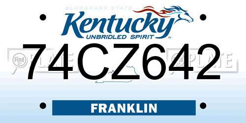 74CZ642 Kentucky License Plate