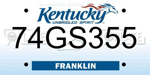 74GS355 Kentucky License Plate