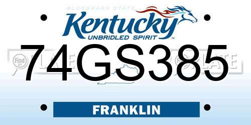 74GS385 Kentucky License Plate