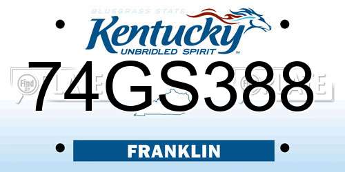 74GS388 Kentucky License Plate