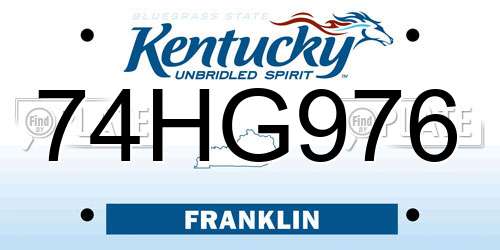 74HG976 Kentucky License Plate