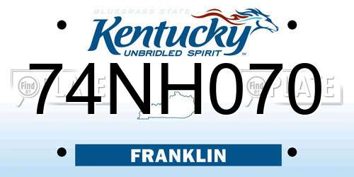 74NH070 Kentucky License Plate