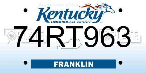 74RT963 Kentucky License Plate