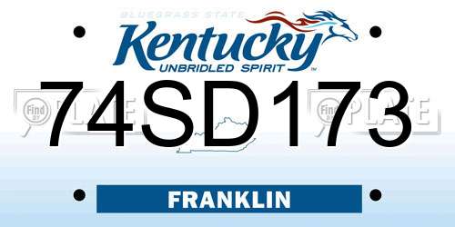 74SD173 Kentucky License Plate
