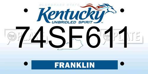 74SF611 Kentucky License Plate