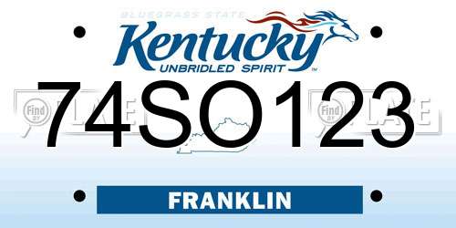 74SO123 Kentucky License Plate