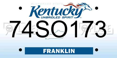 74SO173 Kentucky License Plate