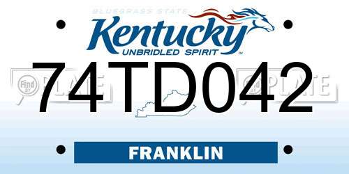 74TD042 Kentucky License Plate