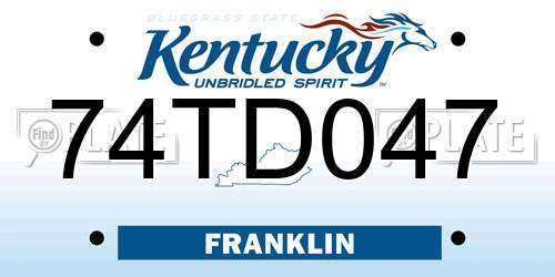 74TD047 Kentucky License Plate