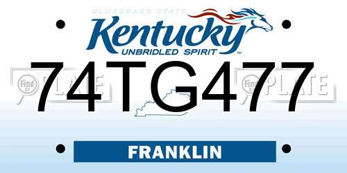 74TG477 Kentucky License Plate