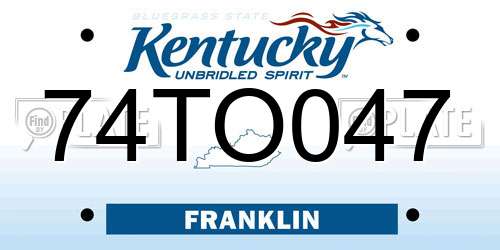 74TO047 Kentucky License Plate