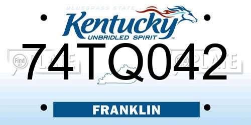 74TQ042 Kentucky License Plate