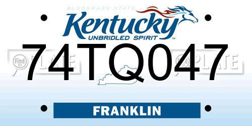 74TQ047 Kentucky License Plate
