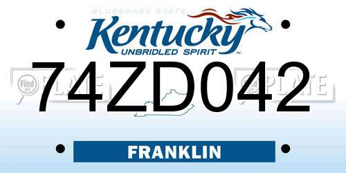 74ZD042 Kentucky License Plate