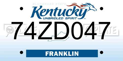 74ZD047 Kentucky License Plate
