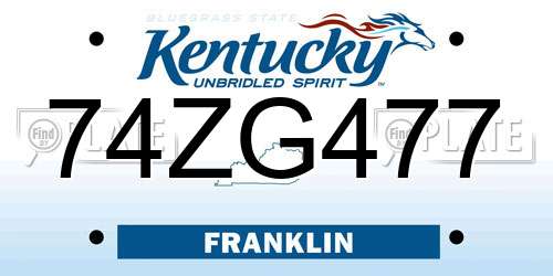 74ZG477 Kentucky License Plate