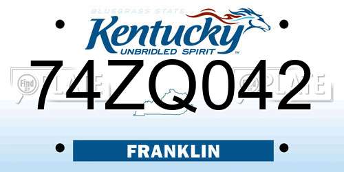 74ZQ042 Kentucky License Plate