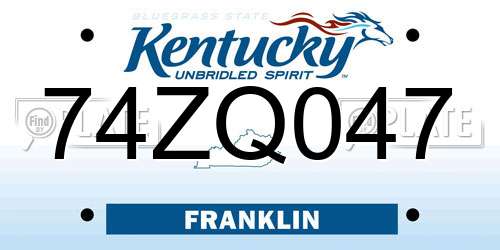 74ZQ047 Kentucky License Plate