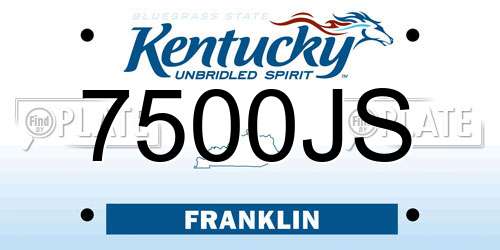 7500JS Kentucky License Plate