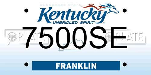 7500SE Kentucky License Plate