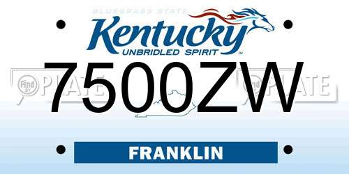 7500ZW Kentucky License Plate