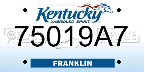 75019A7 Kentucky License Plate