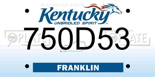 750D53 Kentucky License Plate