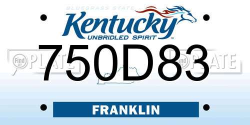 750D83 Kentucky License Plate