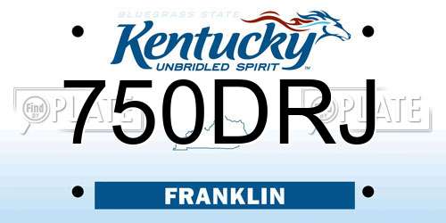 750DRJ Kentucky License Plate