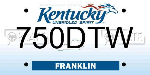 750DTW Kentucky License Plate
