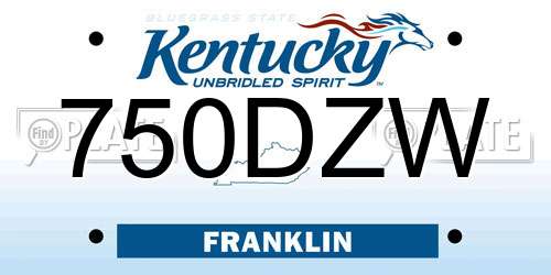 750DZW Kentucky License Plate